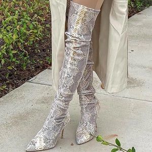 Snakeskin Thigh High Boots - Size - 8 Wide